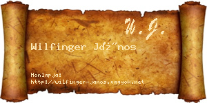 Wilfinger János névjegykártya